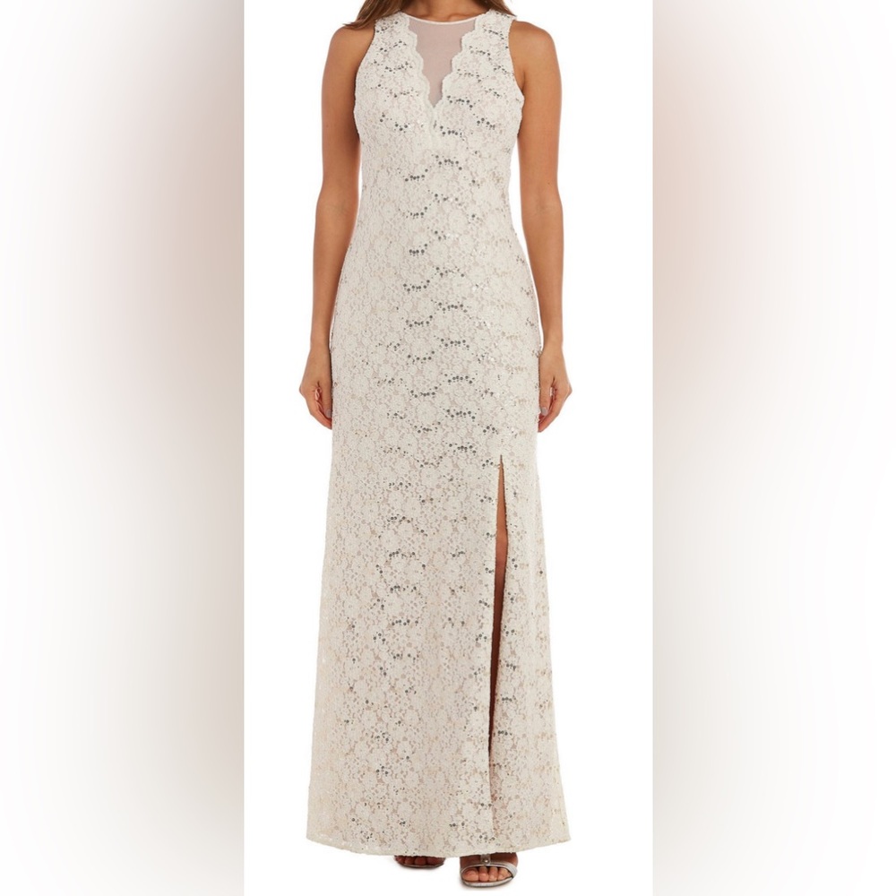 NW nightway Ivory/nude sequin dress